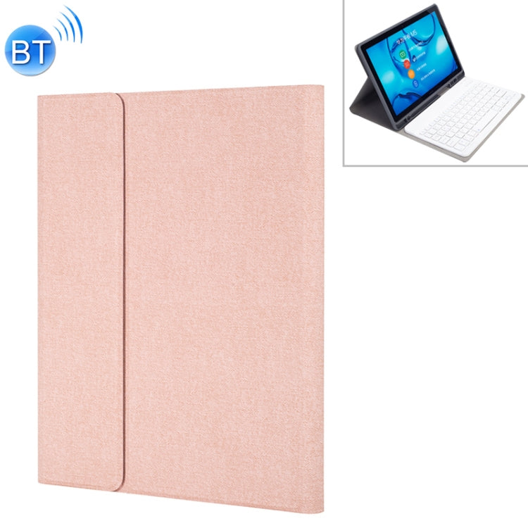 HW108 Detachable Magnetic Plastic Bluetooth Keyboard + Silk Pattern TPU Tablet Case for Huawei MediaPad M5 10.8 Pro / 10.8, with Pen Slot & Bracket