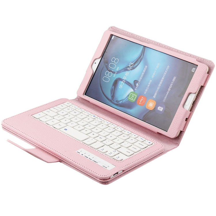 HW103M Detachable Plastic Bluetooth Keyboard + Litchi Texture PU Leather Tablet Case for Huawei MediaPad M3 8.4 inch, with Bracket