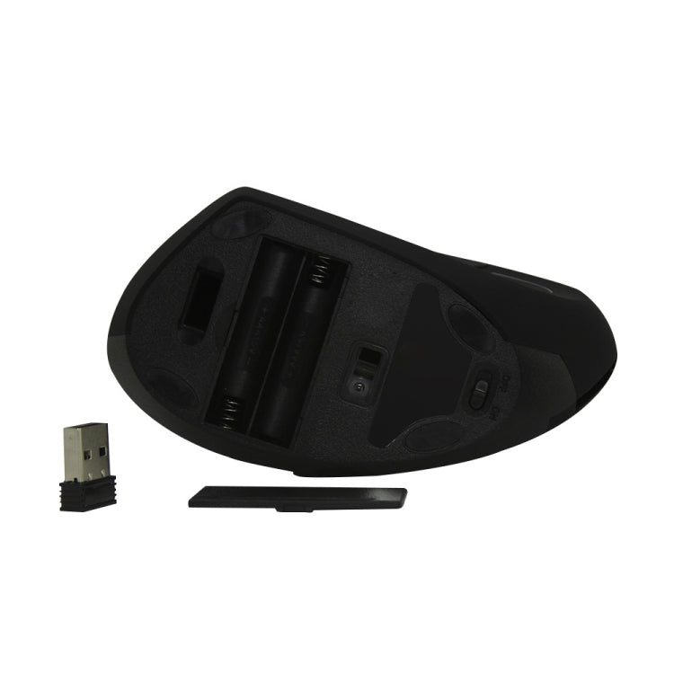 CM0093 Battery Version 2.4GHz Three-button Wireless Optical Mouse Vertical Mouse for Left-hand, Resolution: 1000DPI / 1200DPI / 1600DPI(Black)