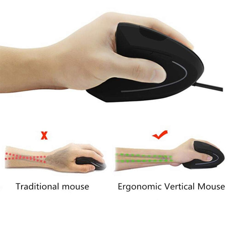CM0093 Battery Version 2.4GHz Three-button Wireless Optical Mouse Vertical Mouse for Left-hand, Resolution: 1000DPI / 1200DPI / 1600DPI(Black)