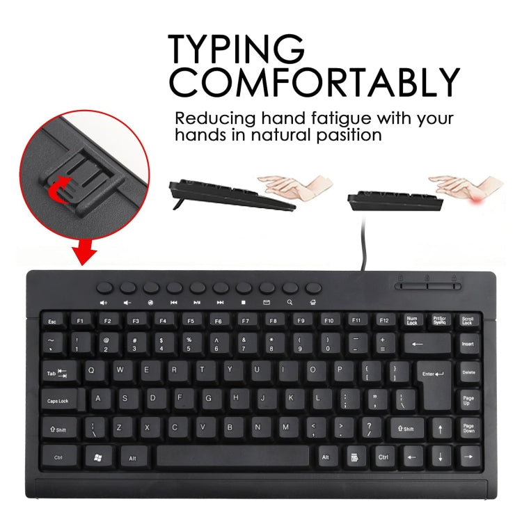 KB-301A Multimedia Notebook Mini Wired Keyboard, English Version (Black)