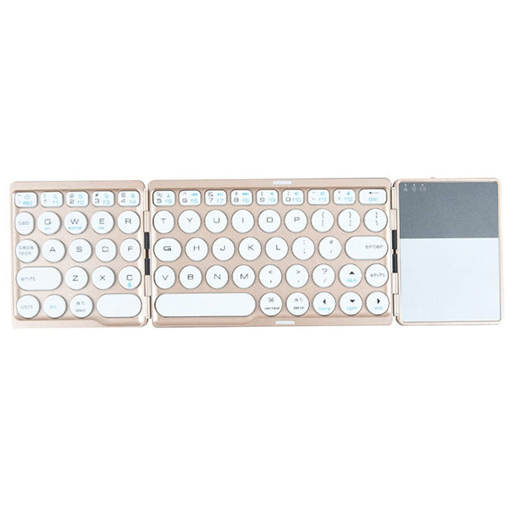 B052 Universal Round Keycap Mini Three-fold Bluetooth Wireless Keyboard with Touchpad