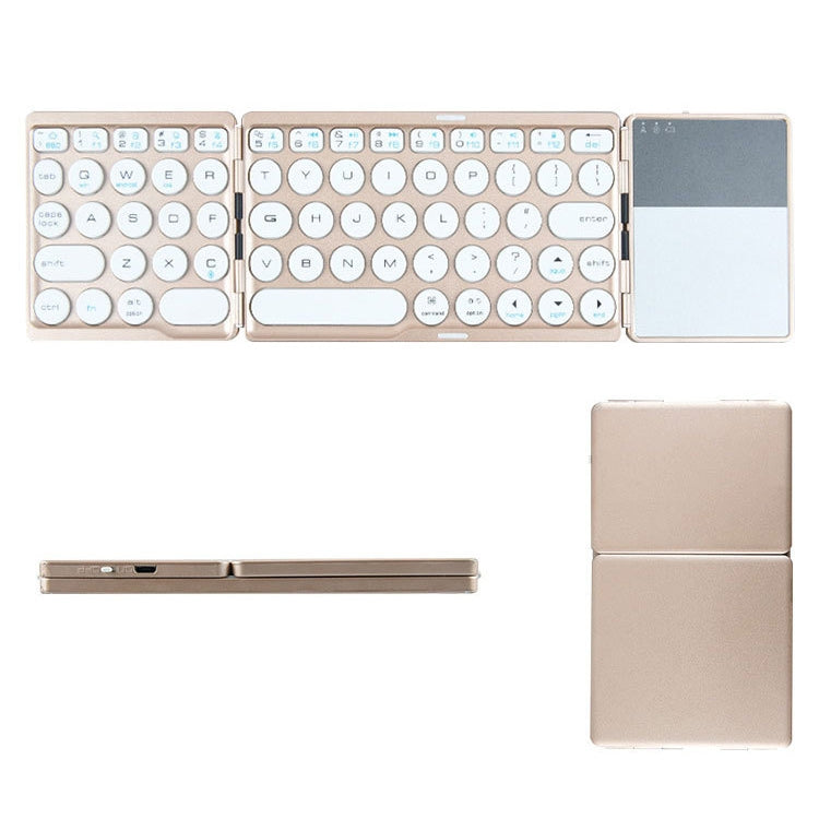 B052 Universal Round Keycap Mini Three-fold Bluetooth Wireless Keyboard with Touchpad