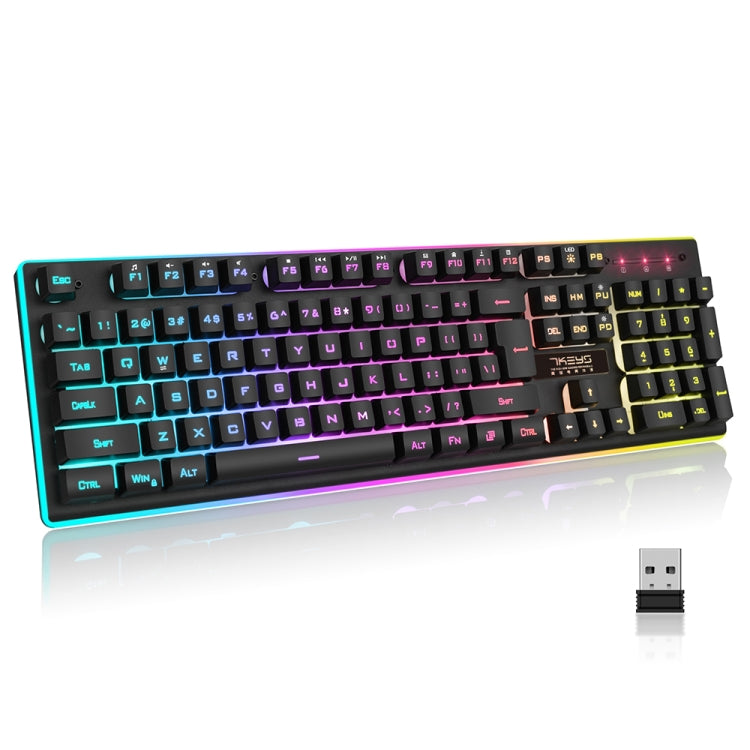 K10 2.4G LED Backlit Thin Film Wireless Gaming Keyboard for PC Computer / Laptops