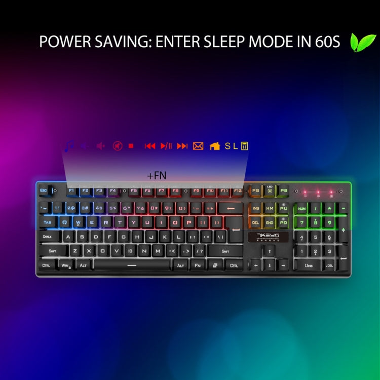 K10 2.4G LED Backlit Thin Film Wireless Gaming Keyboard for PC Computer / Laptops