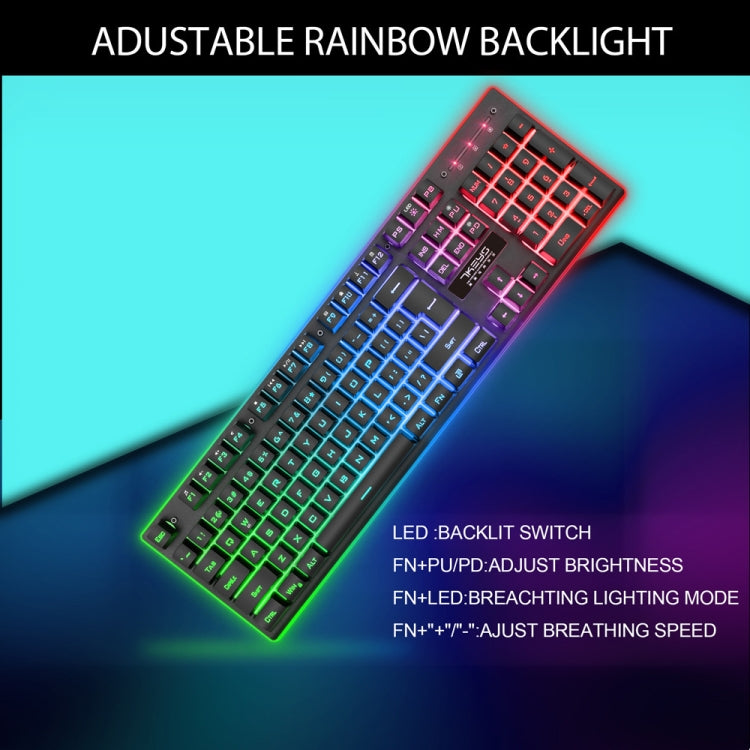 K10 2.4G LED Backlit Thin Film Wireless Gaming Keyboard for PC Computer / Laptops
