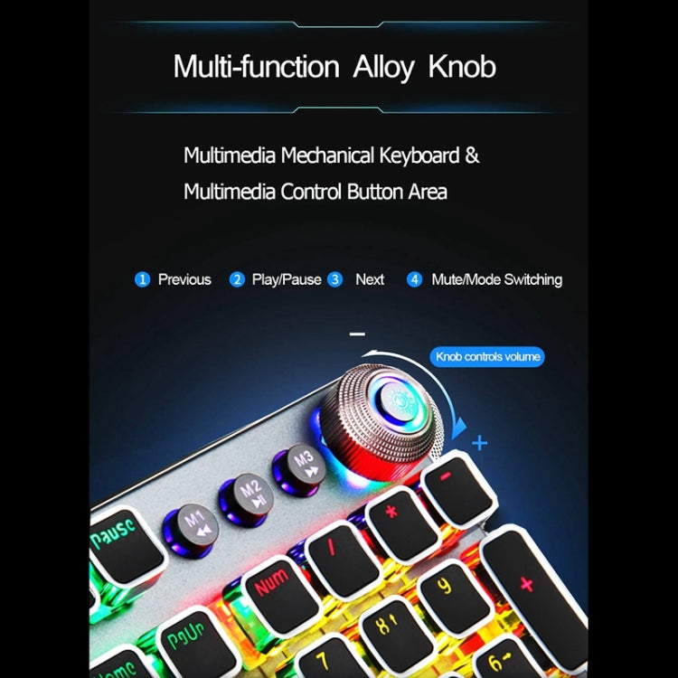 AULA F2088 108 Keys Mixed Light Mechanical Brown Switch Wired USB Gaming Keyboard with Metal Button (Black)