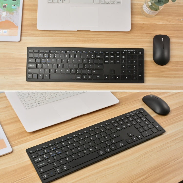 169 2.4Ghz + Bluetooth  Dual Mode Wireless Keyboard + Mouse Kit, Compatible with iSO & Android & Windows (Black)