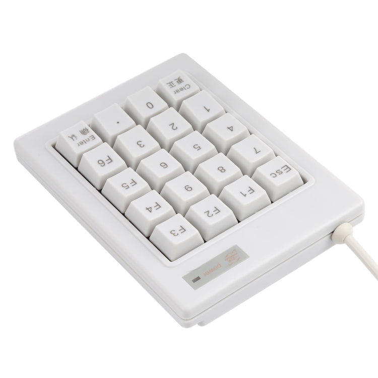 DX-20A 20-keys USB Wired Mechanical Black Shaft Mini Numeric Keyboard (White)