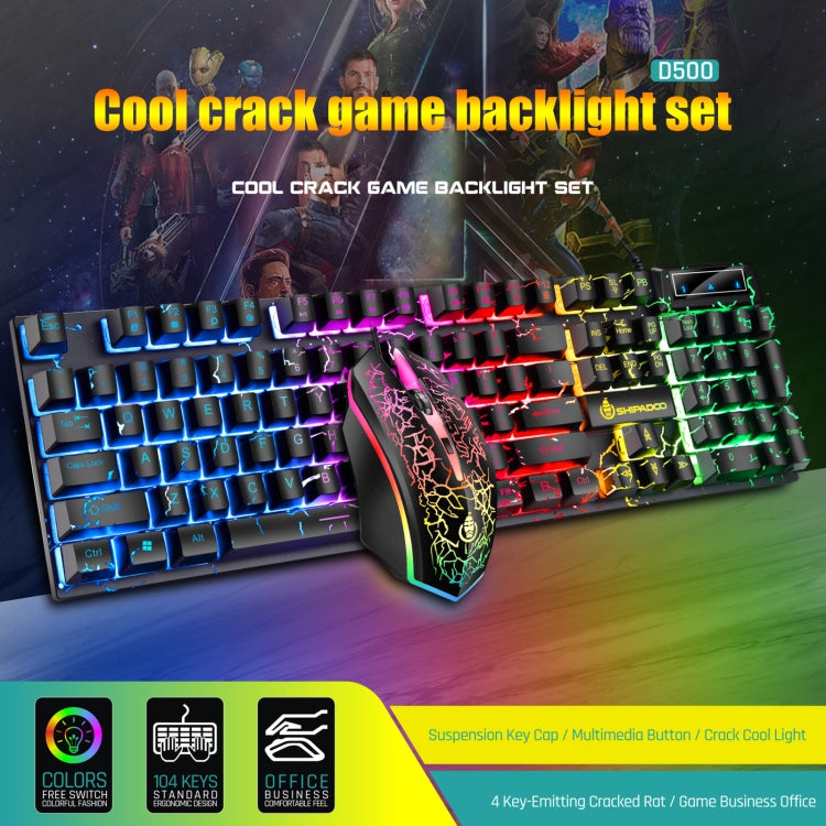 D500 Crack Game Backlight Keyboard Mouse Set