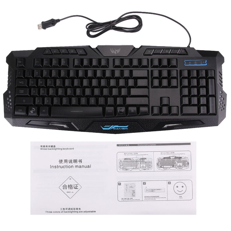 M200 Multimedia USB 114 Keys Wired 3-color Backlight Gaming Keyboard for Computer PC Laptop(Black)