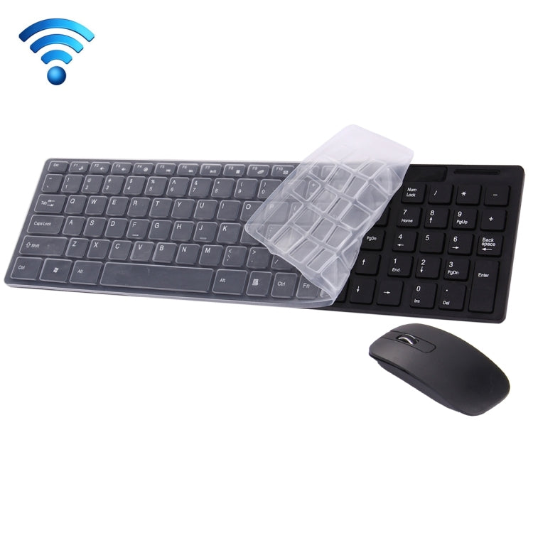 JK-906 2.4GHz Wireless 102 Keys Ultrathin Keyboard with Keyboard Cover + Wireless Optical Mouse with Embedded USB Receiver for Computer PC Laptop(Black)