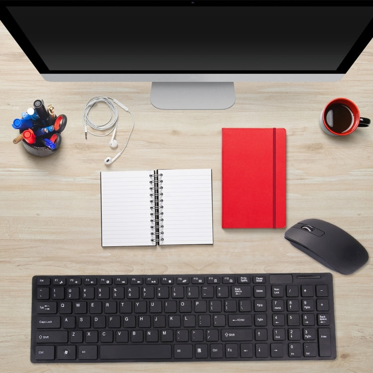 JK-906 2.4GHz Wireless 102 Keys Ultrathin Keyboard with Keyboard Cover + Wireless Optical Mouse with Embedded USB Receiver for Computer PC Laptop(Black)