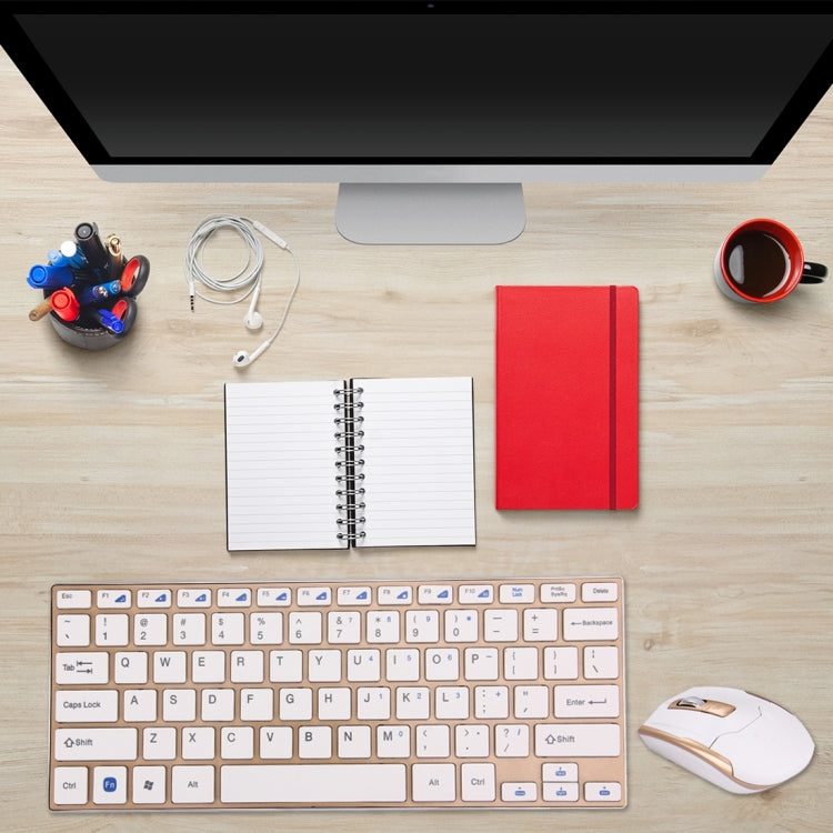 HK3910 2.4GHz Wireless 78 Keys Metal Ultrathin Keyboard with Keyboard Cover + Wireless Optical Mouse with Embedded USB Receiver for Computer PC Laptop