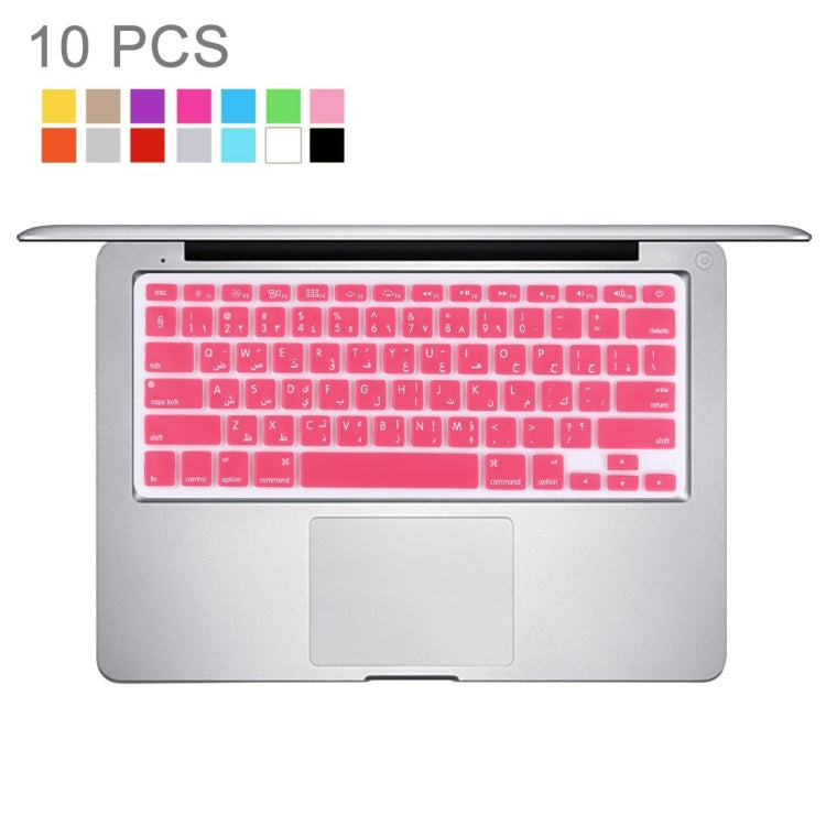 10 PCS Colorized Apple Laptop Silicone Keyboard Protector Protective Film for Macbook 13.3 inch & 15.4 inch & 17 inch, US Version / Arabic, Random Color Delivery