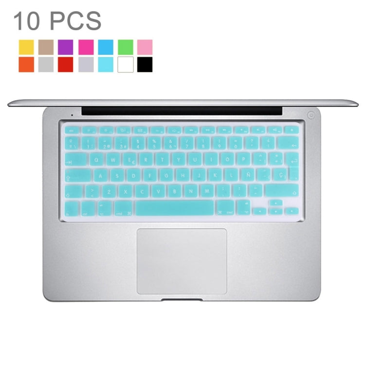 10 PCS Colorized Apple Laptop Silicone Keyboard Protector Protective Film for for Macbook 13.3 inch & 15.4 inch & 17 inch, EU Version / Spanish, Random Color Delivery