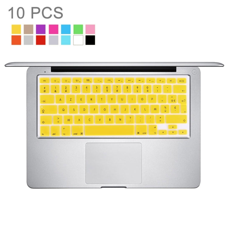 10 PCS Colorized Apple Laptop Silicone Keyboard Protector Protective Film for Macbook 13.3 inch & 15.4 inch & 17 inch, EU Version / French, Random Color Delivery