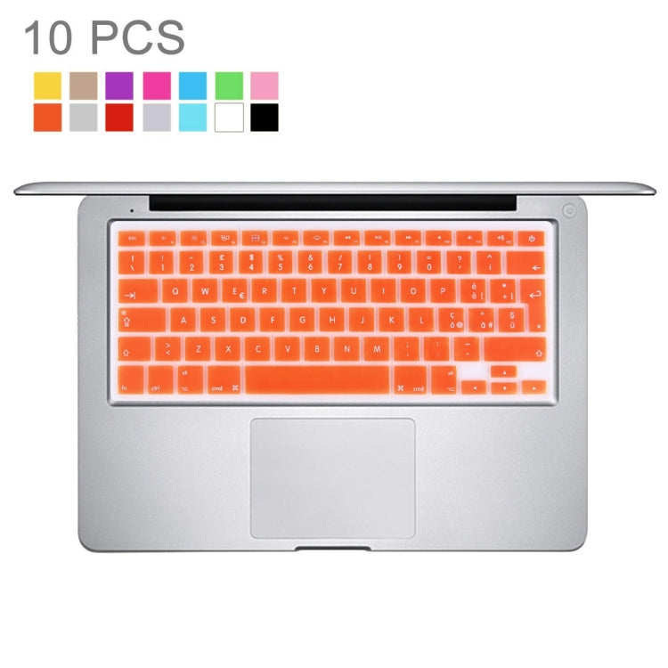10 PCS Colorized Apple Laptop Silicone Keyboard Protector Protective Film for Macbook 13.3 inch & 15.4 inch & 17 inch, EU Version / Italian, Random Color Delivery