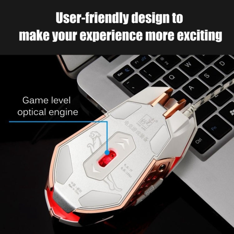 Chasing Leopard T03 USB 3200DPI Four-speed Adjustable Custom Macro Light Wired Optical E-sport Gaming Mouse, Length: 1.5m(Black)