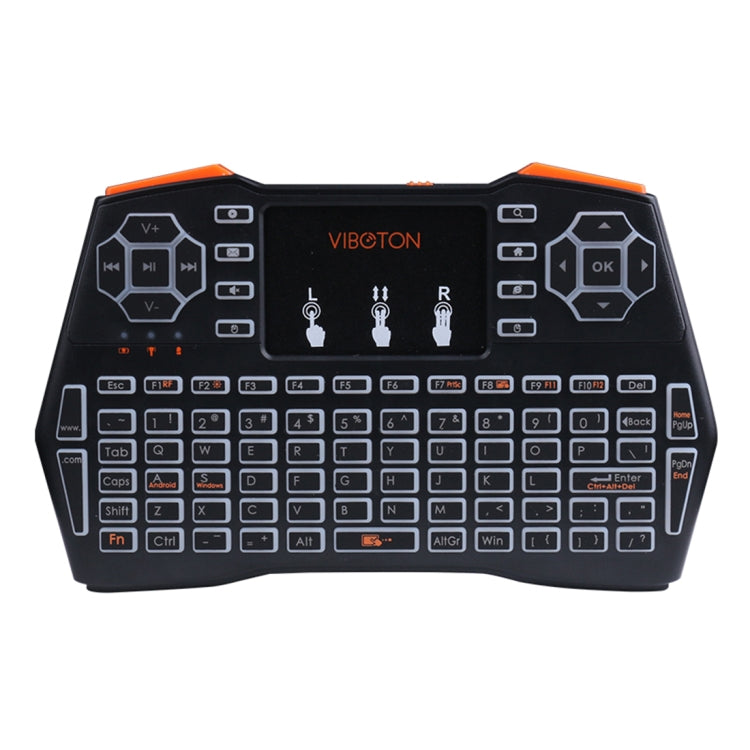 VIBOTON i8 Plus 2.4GHz Mini Wireless Fly Air Mouse Full Keyboard with Backlight & Touchpad & Multimedia Control for PC, TV(Black)