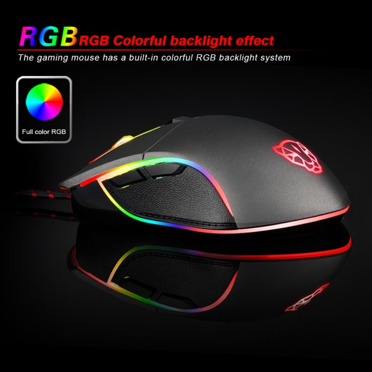 MOTOSPEED V30 Professional Gaming Mouse USB Wired Optical Mouse Adjustable 3500DPI Resolution RGB LED Backlight (Black)