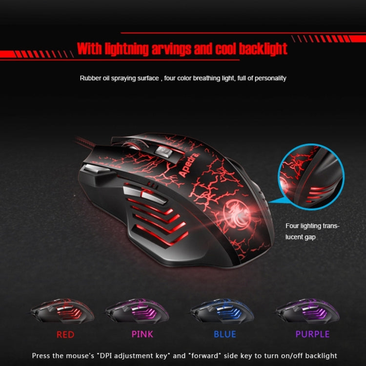 Apedra iMICE A7 High Precision Gaming Mouse LED four color controlled breathing light USB 7 Buttons 3200 DPI Wired Optical Gaming Mouse for Computer PC Laptop(Black)