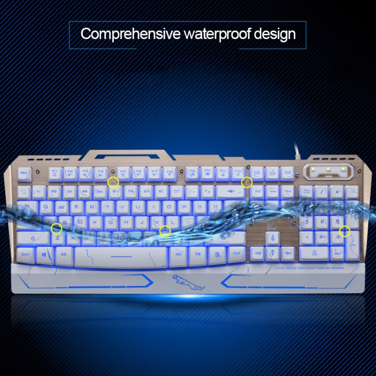 ZGB G500 104 Keys USB Wired Mechanical Feel 3-color Backlight Metal Brushed Suspension Gaming Keyboard(White)