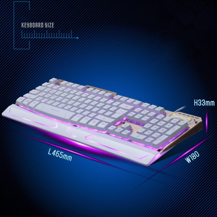 ZGB G500 104 Keys USB Wired Mechanical Feel 3-color Backlight Metal Brushed Suspension Gaming Keyboard(White)