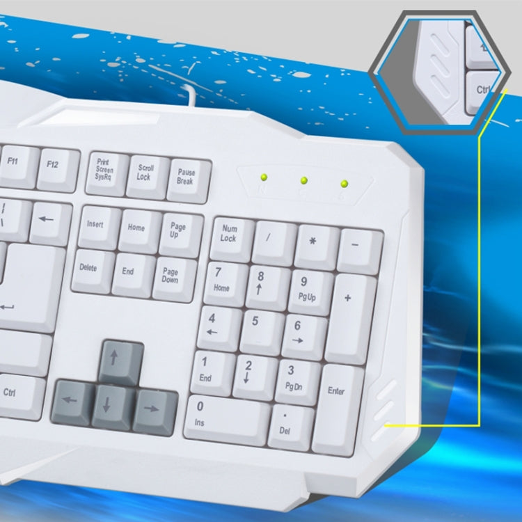 ZGB Q16 108 Keys USB Wired Grind Arenaceous Craft Finely Processed General Gaming Office Keyboard for Laptop, PC(White)