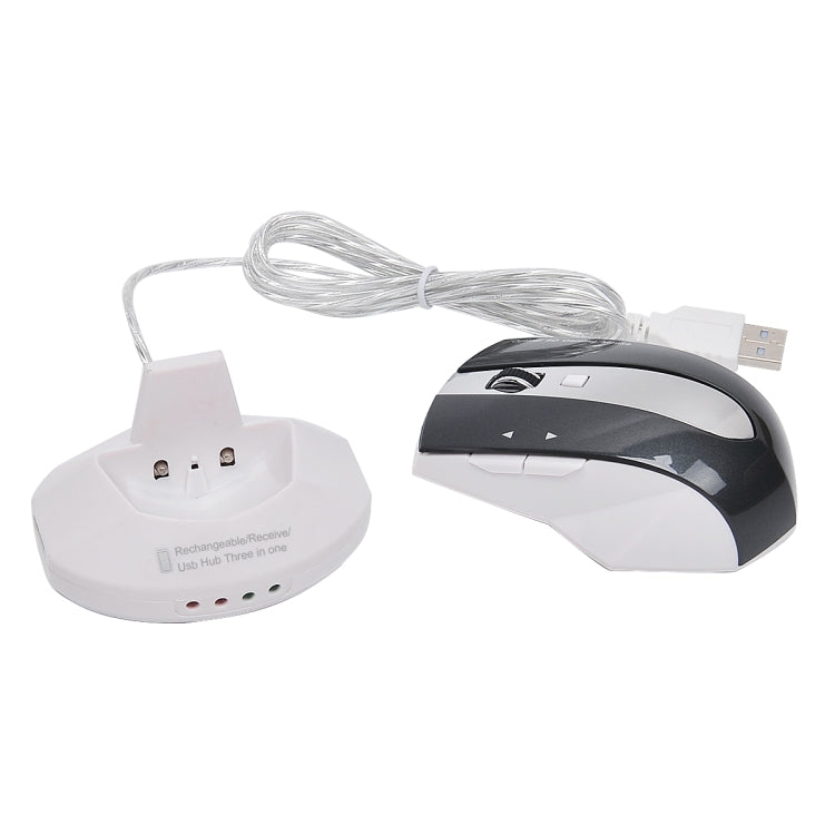 MZ-011 2.4GHz 1600DPI Wireless Rechargeable Optical Mouse with HUB Function