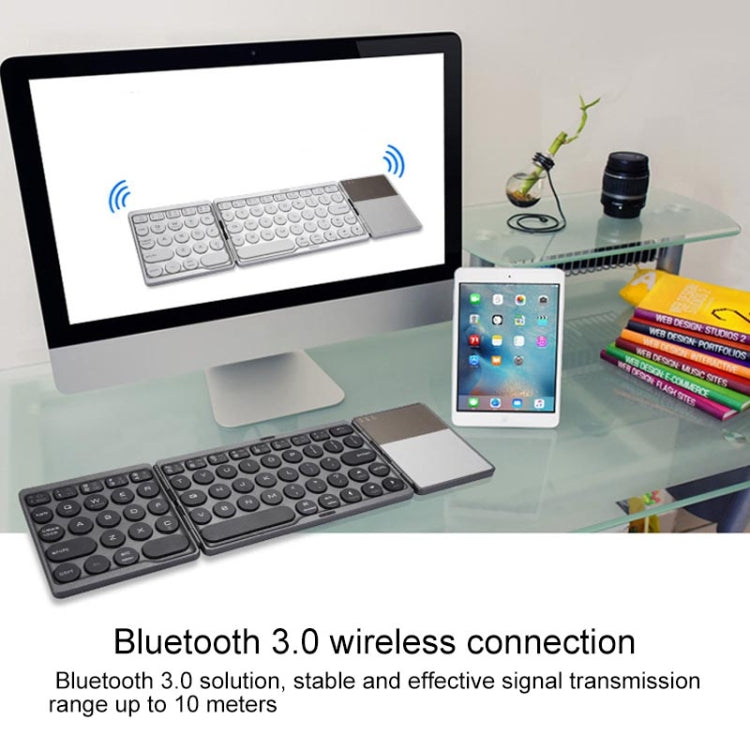 GK408 Rechargeable 3-Folding 67 Keys Bluetooth Wireless Keyboard with Touchpad
