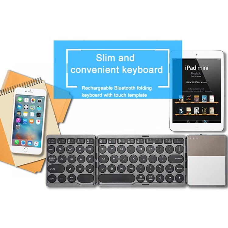 GK408 Rechargeable 3-Folding 67 Keys Bluetooth Wireless Keyboard with Touchpad