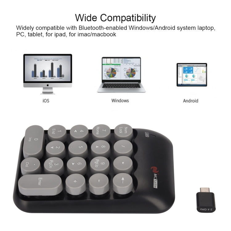 MCSaite MC-52AG USB-C / Type-C Universal Mini 18-keys Wireless Digital Keyboard (Black)