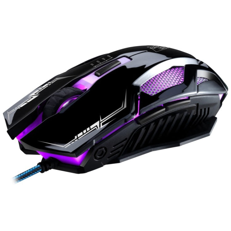 Chasing Leopard V10 USB 6-keys 2400DPI Four-speed Adjustable Steel Mesh Backlight Wired Optical Gaming Mouse, Length: 1.45m