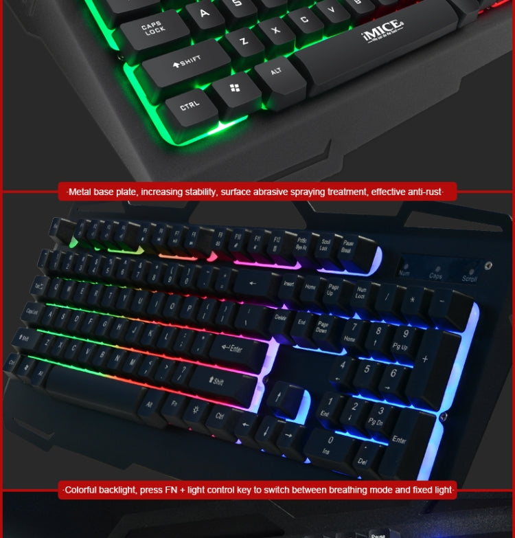 iMICE AK-400 USB Interface 104 Keys Wired Colorful Backlight Gaming Keyboard for Computer PC Laptop
