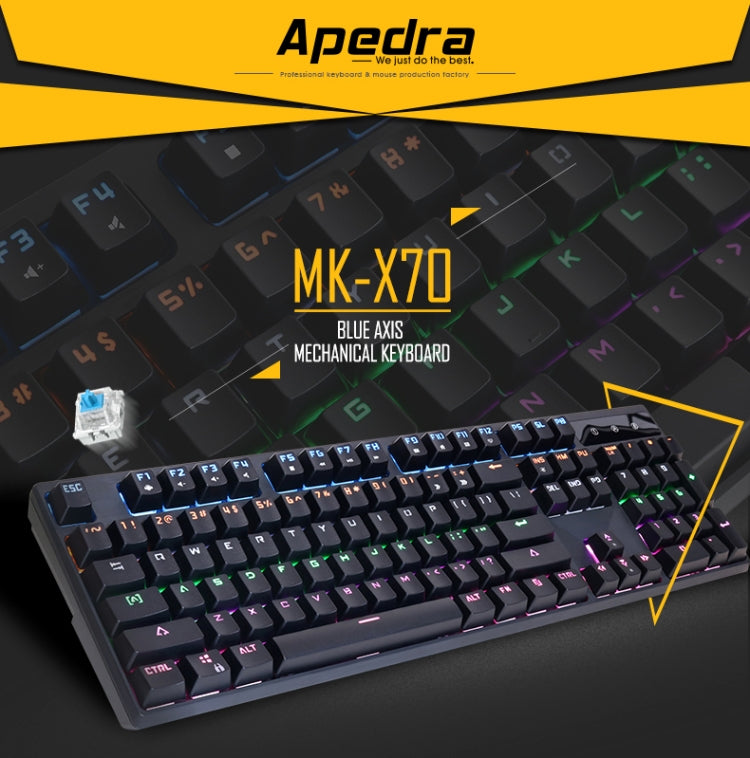 Apedra iMICE MK-X70 USB Interface 104 Keys Wired Colorful Backlight Blue Axis Mechanical Gaming Keyboard for Computer PC Laptop(Black)