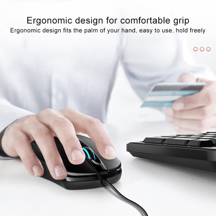 YINDIAO G2 1000DPI 3-keys RGB Light Wired Business Mouse (Black)