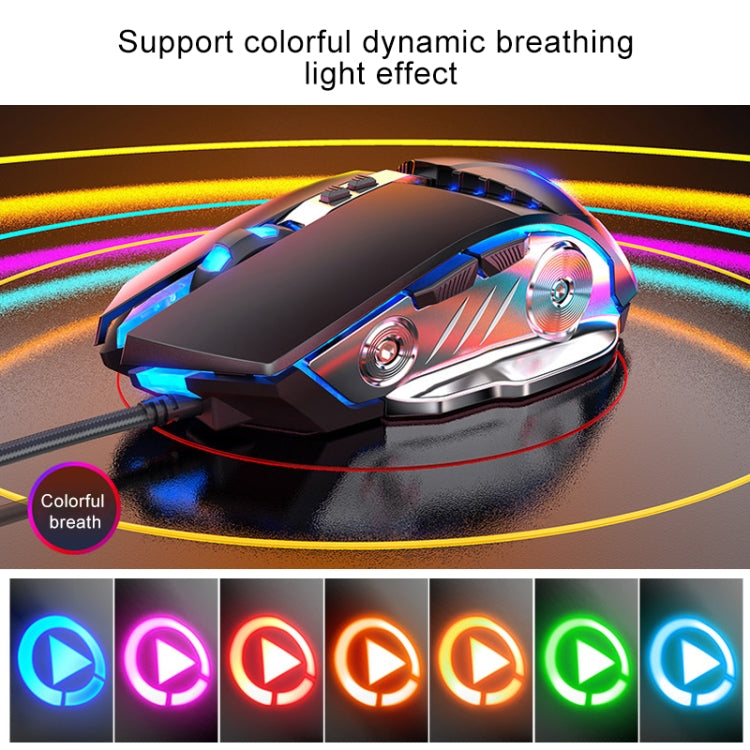 YINDIAO G3PRO 3200DPI 4-modes Adjustable 7-keys RGB Light Silent Wired Gaming Mouse (Star Black)