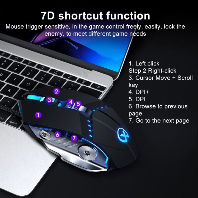 GM20 3200DPI 4-modes Adjustable 7-keys RGB Light Wired Gaming Mouse