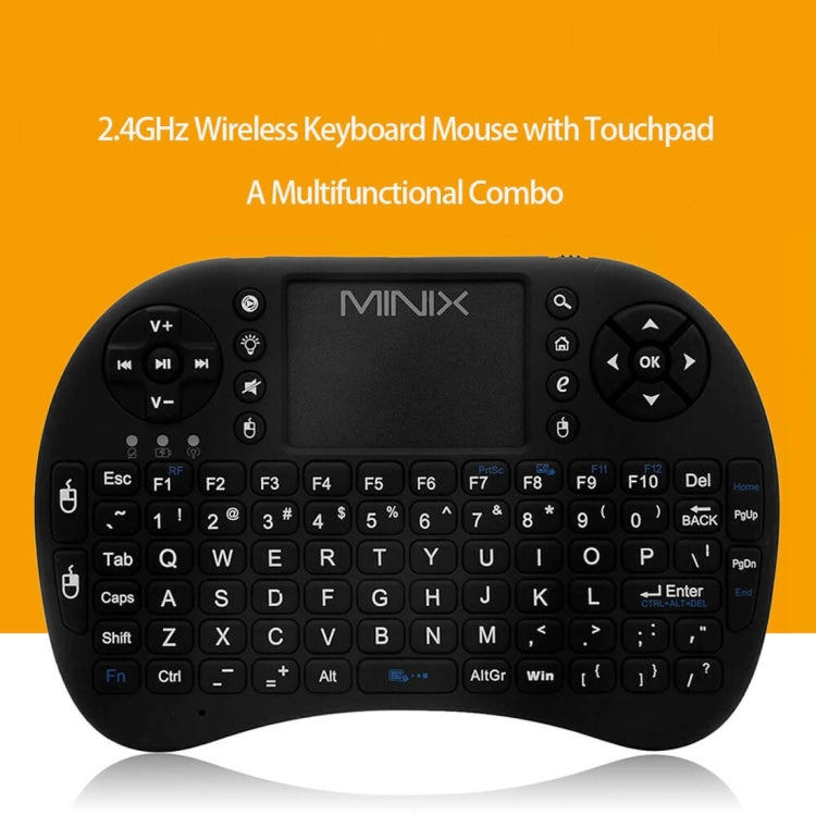 MINIX NEO K1 Air Mouse QWERTY 2.4GHz Mini Rechargeable&#160;Wireless Keyboard with Touchpad for PC, Tablet, Notebook, ROHS / FCC Certificated(Black)
