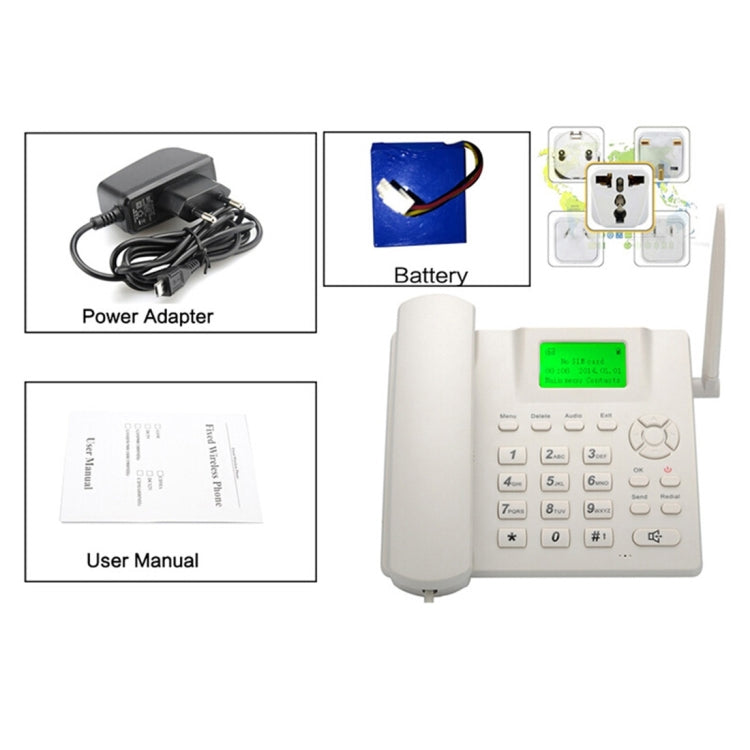 CP-M938 2.4 inch LCD Screen Wireless GSM Desk Phone with Rechargeable Battery, Support Caller ID/  Redial, Quad Band: GSM 850/900/1800/1900MHz(White)
