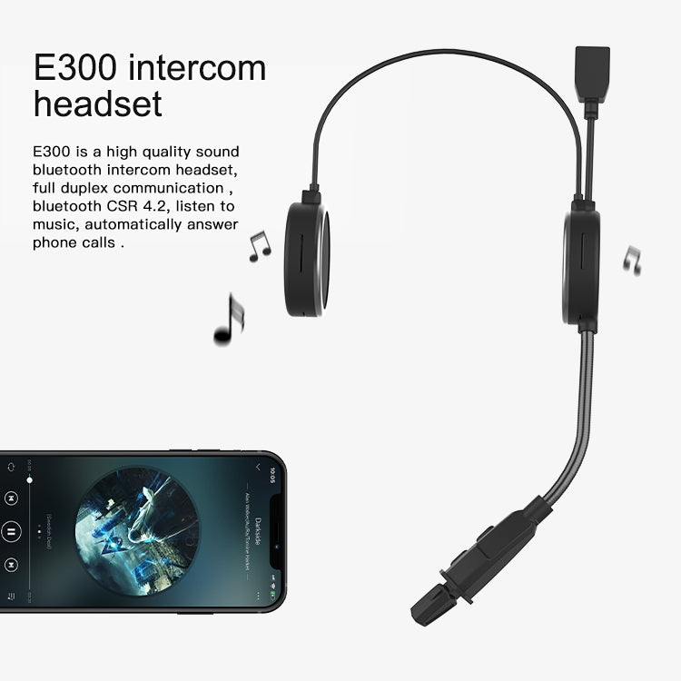 EJEAS E300 Bluetooth V4.2 Helmet Headset for Motorcycle Driving