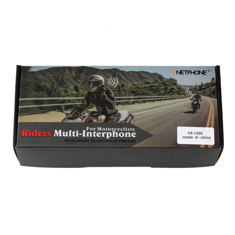2 PCS V4-1200 1200m Life Waterproof Wind-resistant Bluetooth Interphone Headsets for Motorcycle Helmet, Max Support: Four Riders, Supports FM