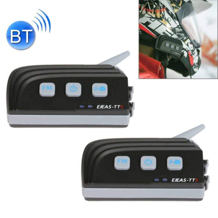 2 PCS TTS 2000m Life Waterproof Wind-resistant Max Dual Bluetooth 4.0 Interphone Headsets for Motorcycle Helmet, Max Support: Four Riders, Supports FM