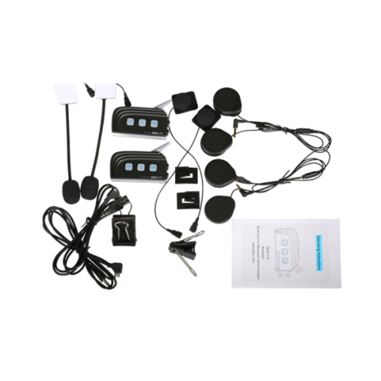 2 PCS TTS 2000m Life Waterproof Wind-resistant Max Dual Bluetooth 4.0 Interphone Headsets for Motorcycle Helmet, Max Support: Four Riders, Supports FM