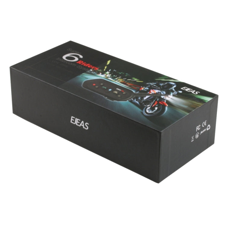 2 PCS E6 1200m Life Waterproof Wind-resistant Bluetooth Interphone Headsets for Motorcycle Helmet, Max Support: Six Riders