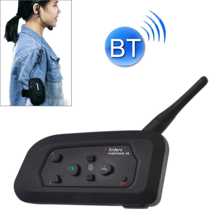 V4C 1200m Life Waterproof Wind-resistant Bluetooth Interphone Referee Headsets with Sport Armband Case, Max Support: Four Users, Supports FM