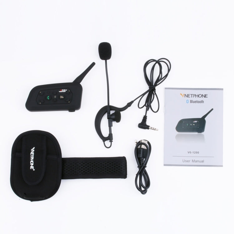 V6C 1200m Life Waterproof Wind-resistant Bluetooth Interphone Referee Headsets with Sport Armband Case, Max Support: Six Users