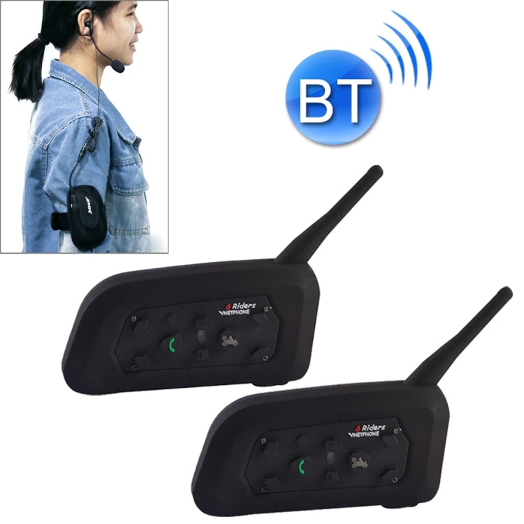 2 PCS V6C 1200m Life Waterproof Wind-resistant Bluetooth Interphone Referee Headsets with Sport Armband Case, Max Support: Six Users