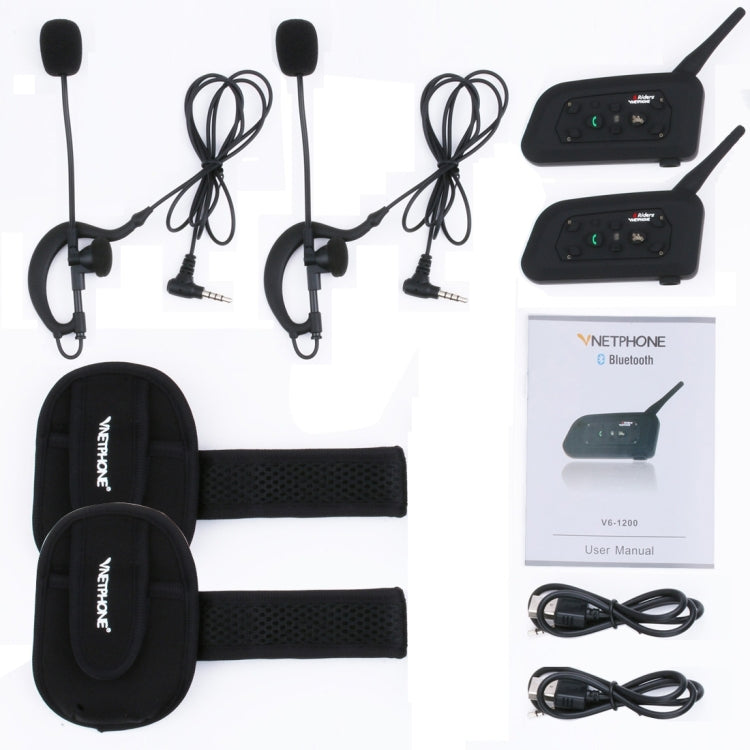 2 PCS V6C 1200m Life Waterproof Wind-resistant Bluetooth Interphone Referee Headsets with Sport Armband Case, Max Support: Six Users